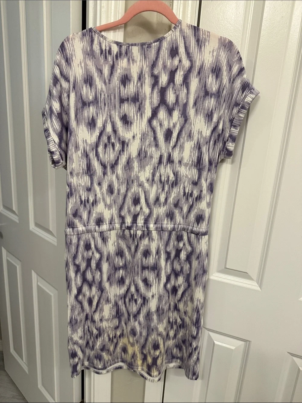 Hilary Radley Purple and White Printed Short Sleeve Dress